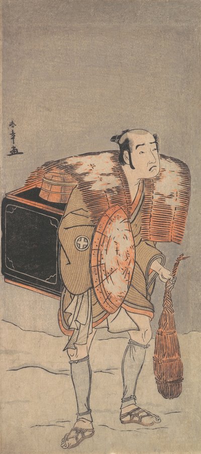 Otani Tomoemon als Händler, der durch den Schnee stapft von Shunsho