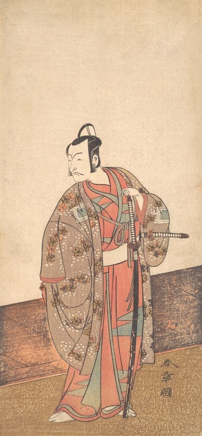 Der Schauspieler Ichikawa Danjuro V im Haus und vor einer Veranda, ca. 1772 von Shunsho