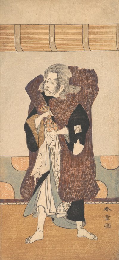 Der fünfte Ichikawa Danjuro als alter Mann mit langen grauen Haaren, ca. 1773 von Shunsho