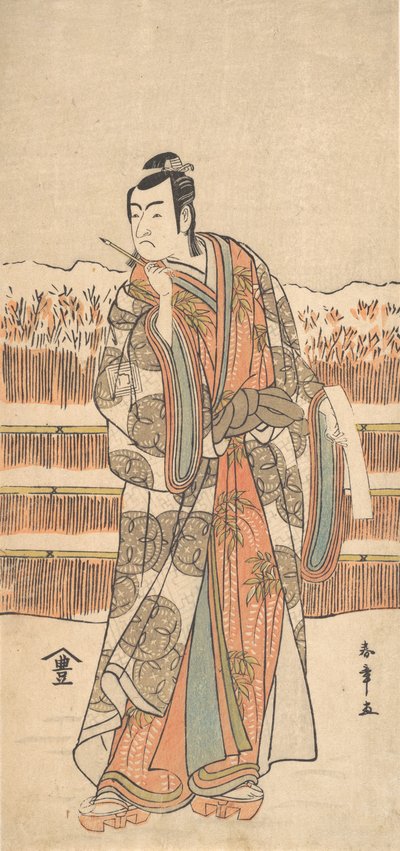 Der zweite Ichikawa Monnosuke als hochrangiger Mann im Schnee von Shunsho