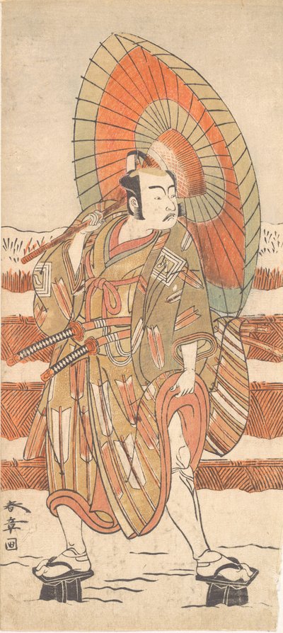 Der zweite Ichikawa Yaozo als Samurai im Schnee stehend, wahrscheinlich 1774 von Shunsho
