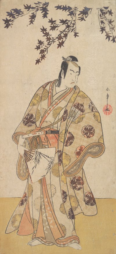 Der dritte Ichikawa Yaozo als Daimyo unter einem Ahornbaum stehend, ca. 1783 von Shunsho