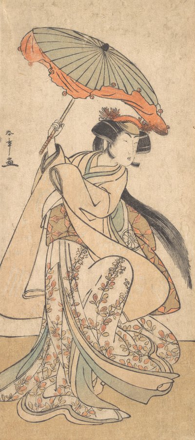 Der dritte Segawa Kikunojo als Frau, die in einem Shosa-Akt tanzt, ca. 1785 von Shunsho