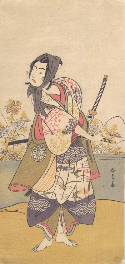 Der dritte Segawa Kikunojo in der Rolle von Soga no Goro Tokimune, 2. Monat, 1785 von Shunsho