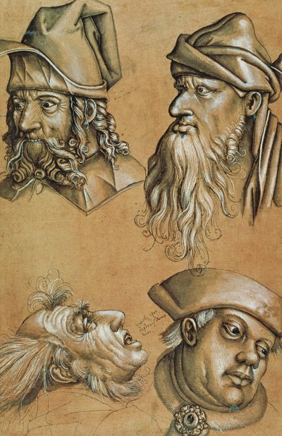 Studien von vier Köpfen für eine Passionsserie von Sigmund Holbein