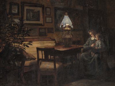 Abendinterieur. Mutter und Kind von Sigurd Wandel