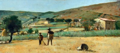 Landschaft mit Bauern, von Silvestro Lega von Silvestro Lega