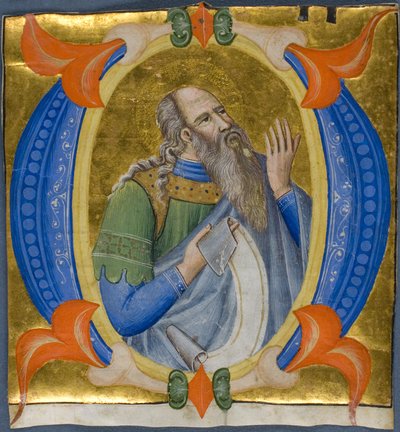 Prophet in einem verzierten Initial "O" aus einem Graduale von Silvestro dei Gherarducci