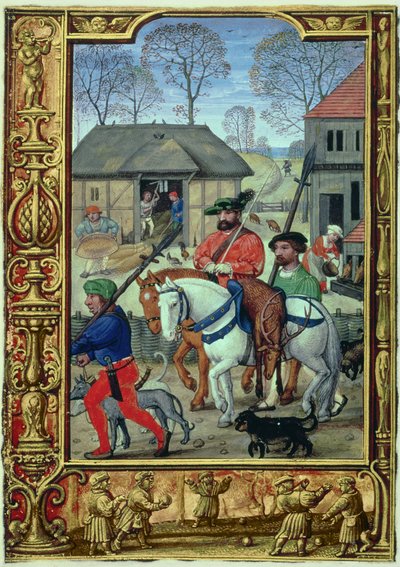 November: Rückkehr von der Jagd, aus einem Stundenbuch oder dem Golfbuch, ca. 1520-30 von Simon (workshop of) Bening