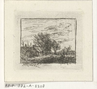 Landschaft mit Häusern und Bäumen von Simon Andreas Krausz