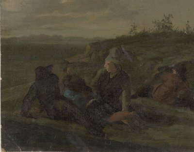 Bauern, die sich auf einer Wiese ausruhen von Simon Andreas Krausz