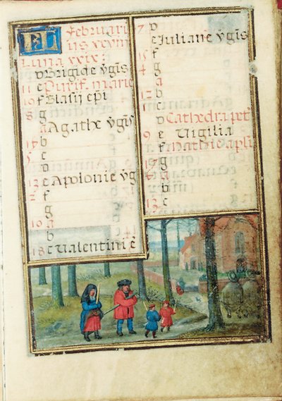 Folio aus einem Miniatur-Stundenbuch, Gebrauch von Rom, Brügge, 1530-35 von Simon Bening