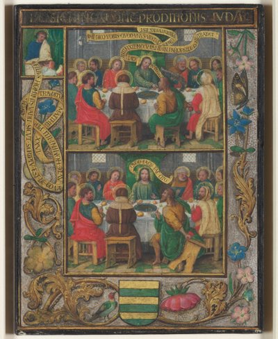 Einzelblatt mit Szenen vom letzten Abendmahl von Simon Bening