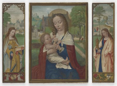 Jungfrau und Kind; Heilige Katharina und Barbara, ca. 1520 von Simon Bening