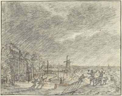 Schwerer Sturm und Überschwemmung bei Halfweg, 15. November 1775 von Simon Fokke