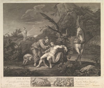 Der barmherzige Samariter St. Lukas, Kap. 10, Vers 30 (24. Februar 1772) von Simon Francois Ravenet