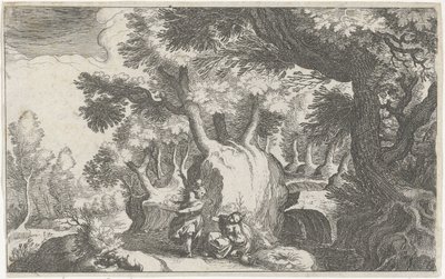 Landschaft mit Hagar und Ismael von Simon Frisius