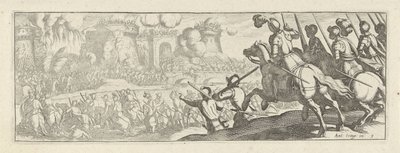 Kavalleristen stürmen eine Stadtmauer (Cavalerie) von Simon Frisius