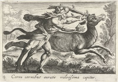 Herkules fängt die Hirschkuh von Cerynea von Simon Frisius