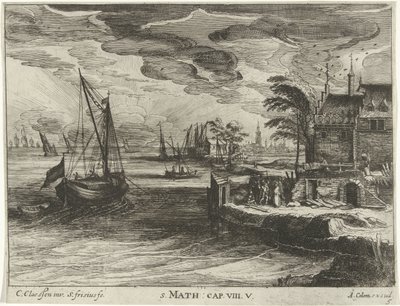 Landschaft mit Christus und dem Hauptmann von Kafarnaum von Simon Frisius