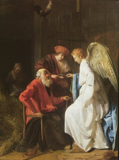 Tobias und der Engel heilen die Blindheit von Tobit, 1630 von Simon Henrixz van Amersfoort