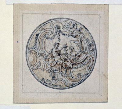 Entwurf für ein Uhrengehäuse, von Simon Gribelin (1661-1833) von Simon II Gribelin