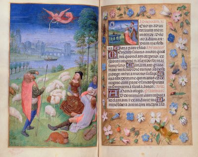 Die Verkündigung an die Hirten, aus den Huth-Stunden von Simon Marmion