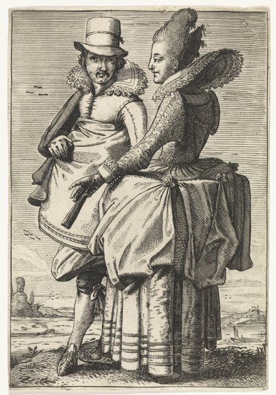 Mann und Frau gekleidet nach der Mode von ca. 1625 von Simon Poelenburg (attributed to)