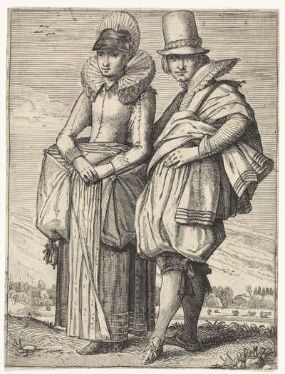 Mann und Frau in der Mode von ca. 1625 von Simon Poelenburg (attributed to)