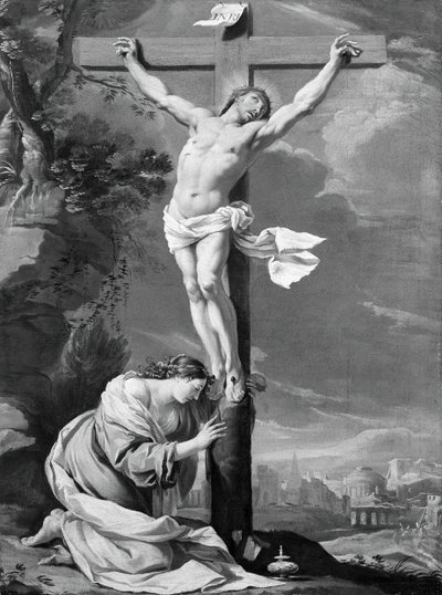 Christus am Kreuz mit Maria Magdalena von Simon Vouet
