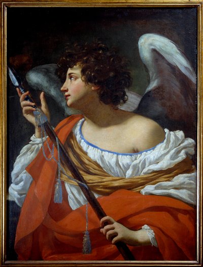 Der Engel, der den Speer trägt, nachdem er das Herz Christi durchbohrt hat, und der in Essig getränkte Schwamm von Simon Vouet