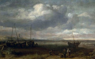 Am Meer in Scheveningen mit Fischerbooten von Simon de Vlieger