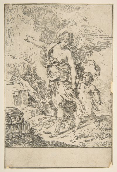 Ein Schutzengel, der mit einem Kind geht, ca. 1640 von Simone Cantarini