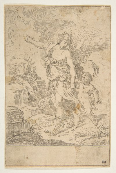 Ein Schutzengel, der mit einem Kind geht, ca. 1640 von Simone Cantarini