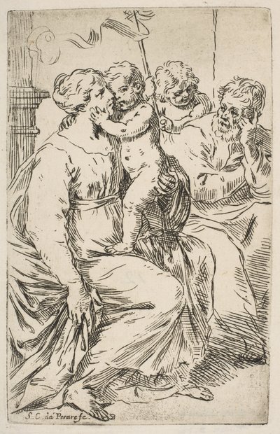 Heilige Familie mit Johannes dem Täufer, ca. 1640-1642 von Simone Cantarini