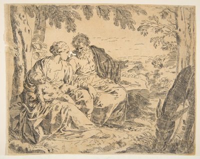 Ruhe auf der Flucht nach Ägypten, Maria hält das Christkind, ca. 1637-1639 oder später von Simone Cantarini