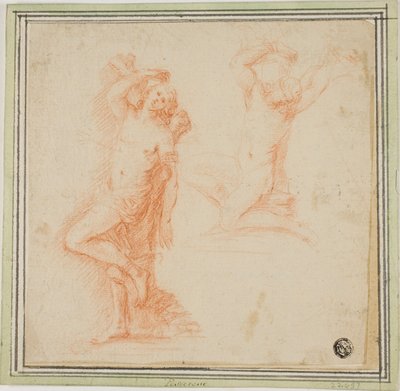 Zwei Skizzen des heiligen Sebastian von Simone Cantarini