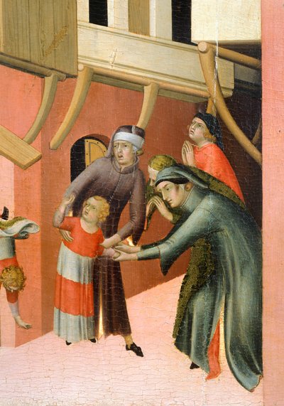 Altarbild mit dem Titel Der selige Agostino Novello und Geschichten aus seinem Leben, Detail, ca. 1330 von Simone Martini