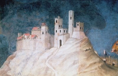 Gedenken an Guidoriccio da Fogliano bei der Belagerung von Montemassi (Detail) von Simone Martini