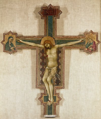 Kruzifix mit der Jungfrau Maria und dem Heiligen Johannes dem Evangelisten von Simone Martini