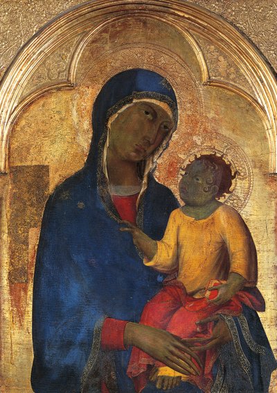 Madonna mit Kind, Detail aus dem Altarbild von San Domenico von Simone Martini (Detail) von Simone Martini