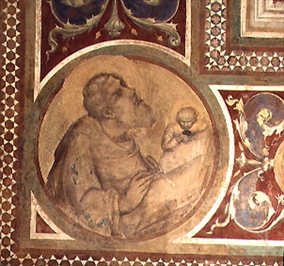 Maesta: St. Matthäus und der Engel (Detail) von Simone Martini
