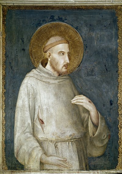 Der heilige Franz von Assisi, Detail von fünf Heiligen von Simone Martini