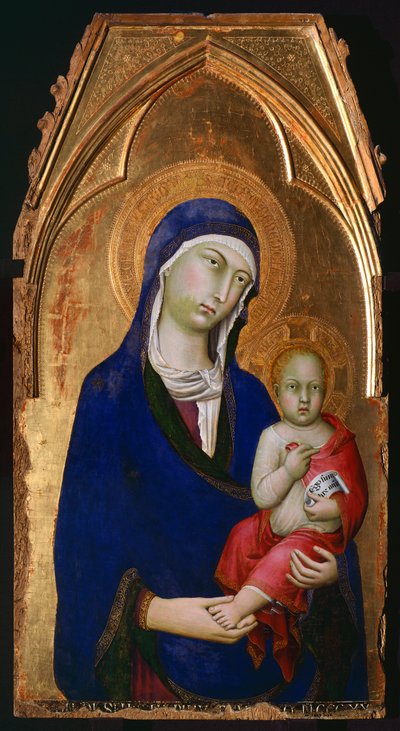 Die Madonna und das Kind, Detail aus dem Altarbild des heiligen Dominikus, von Simone Martini (1283-1344) von Simone Martini