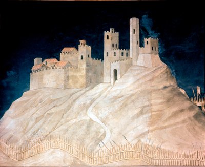 Ansicht des Schlosses von Montemassi in der Maremma im Jahr 1328 von Simone Martini