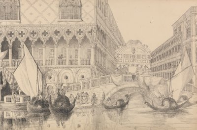 Album mit 30 Ansichten in Tirol und Italien: Die Seufzerbrücke und ein Teil des Dogenpalastes 10. Nov. 1840 von Sir Charles D