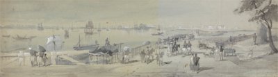 Gesamtansicht von Kalkutta, vom Eingang des Wassertors von Fort William von Sir Charles DOyly