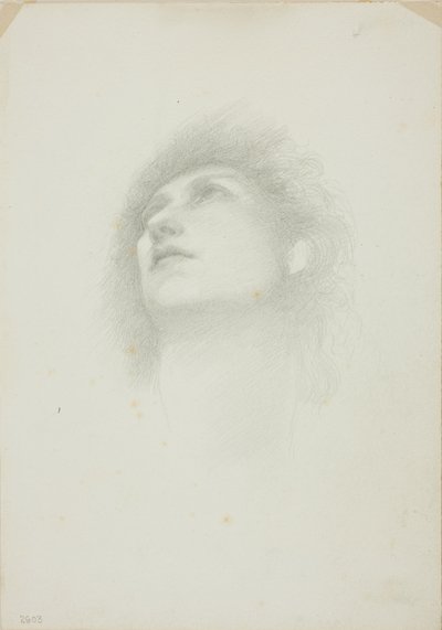 Kopf einer Frau mit erhobenem Gesicht von Sir Edward Burne Jones