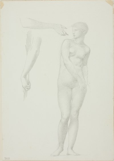 Stehender weiblicher Akt und Skizzen von Armen von Sir Edward Burne Jones