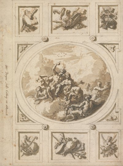 Entwurf für eine Decke in Addiscombe: Bacchus und Ariadne von Sir James Thornhill
